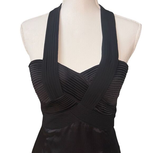 BCBGMaxazria Women’s Size 4  Black Silk Halter Midi Dress - Picture 7 of 16